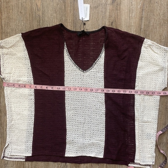 Sanctuary Womens V Neck Crochet Loose Traveler Top Brown Sm - Picture 5 of 6